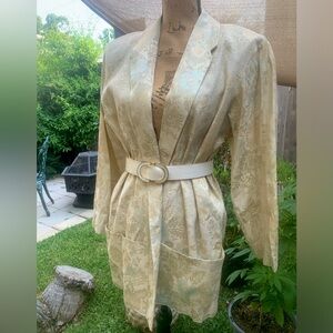 Vintage Floral Jacquard Blazer & Belt